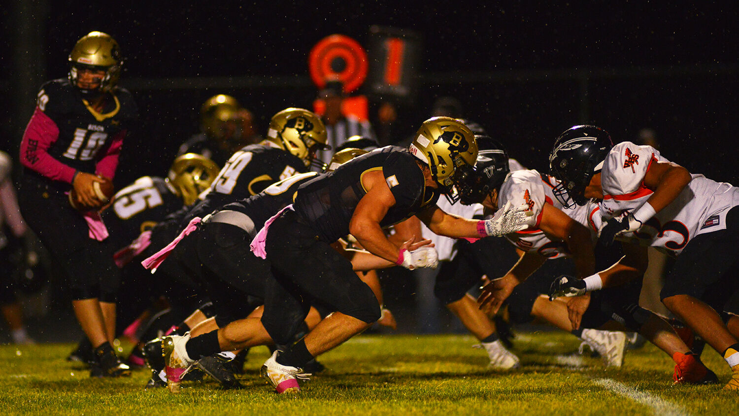 Buffalo's offensive line launches forward